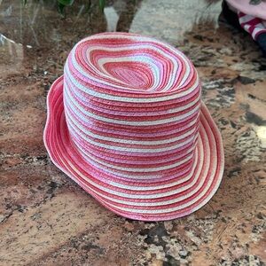 Capelli of New York Pink and White Striped Hat